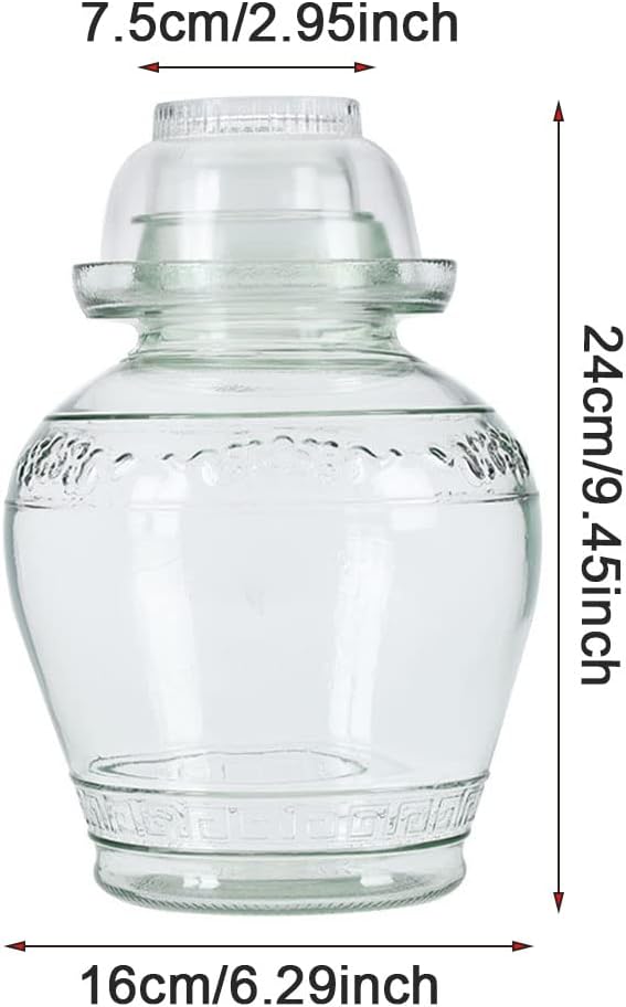 2.5L Pickle Jar Glass Jar with Lid, Wide Mouth Fermentation Jar Canning Jar for Making Pickles, Kimchi, Sauerkraut, Kombucha and Wine Brewing
