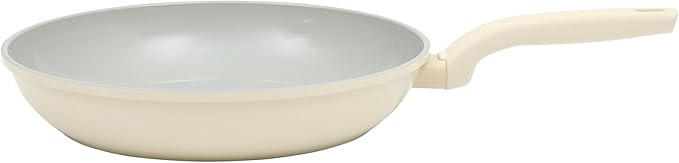 Gibson Home Barnsdall Large 12 Inch Aluminum Fry Pan Cookware Non-Toxic Premium Ceramic Non Stick Frying Pan, Kitchen Egg Pan, Omelet Pan, Always Pan, Pots and Pans, Linen White, Induction Safe