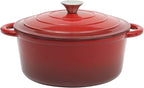 Gibson Home Addlestone 5 Quart Round Enamel Cast Iron Dutch Oven Pot With Lid & Dual Handles - Gradient Red