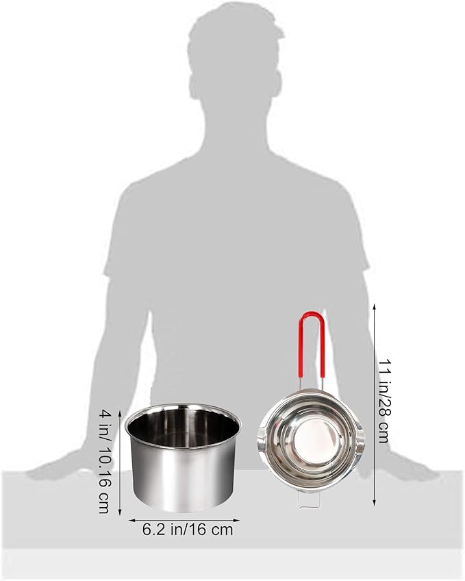 Stainless Steel Double Boiler Melting Pot with Heat Resistant Handle, Large Capacity Chocolate Melting Pot for Butter Candy Butter Cheese, Candle Making (600/1600ML)