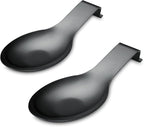 Matte Black Spoon Rest, Stainless Steel Spoon Holder for Stove Top, kitchen utensils Holder for Ladles, Tongs, Spatula, Stove Spoon Holder, Pot Lid Holder, Dishwasher Safe (2PC-9.5 Inch)