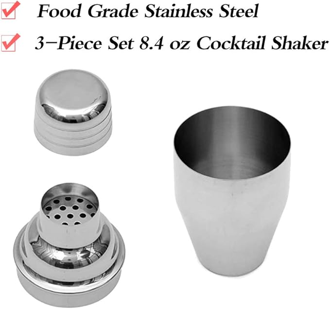 Small Cocktail Shaker 8oz Martini Shaker Bar Drink Shaker Mixer Shakers Bartending, 250ml Mini Cocktail Shakers Margarita Alcohol Liquor Barware Tools