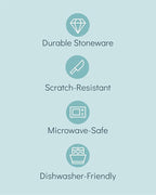 Stoneware dinnerware set 4 persons 16 pcs – Modern style plates and bowls set ceramic – Dishwasher, microwave and scratch resistant – Bowl and plate set – Dinner service Pure Living beige & light blue