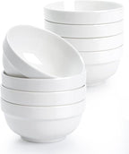 NUTRIUPS 12oz Small Bowls, 4.5in Ice Cream Bowl, Set of 8 White Ceramic Bowl for Dessert Snack Rice Side Dishes