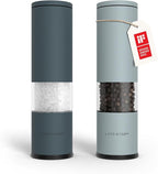 LARS NYSØM Salt and Pepper Grinder Set 2 pieces I Salt Pepper Mill with Adjustable Ceramic Grinder I Design Spice Grinder Set Manual (Blue)