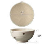 TIKUSAN Japanese Ceramic Ripple Ridge Mortar & Pestle Suribachi Bowl and Surikogi Set with Spout 7.1 inches Made in Japan (White)