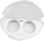 Multifunction Microwave Egg Cooker, Microwave Egg Boiler Poacher, 2 Cavity Nonstick Poached Egg Maker with Lid, Breakfast Egg Cookware (White)