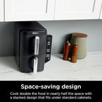 Ninja Air Fryer, 8 QT DoubleStack 2-Basket, Space Saving Design, Cooks 2lb Chicken Wings, Feeds up to 6 People, 6-in1 Air Fryer, Roast, Bake & More, Easy to Clean, Dishwasher Safe Parts, Black, SL201