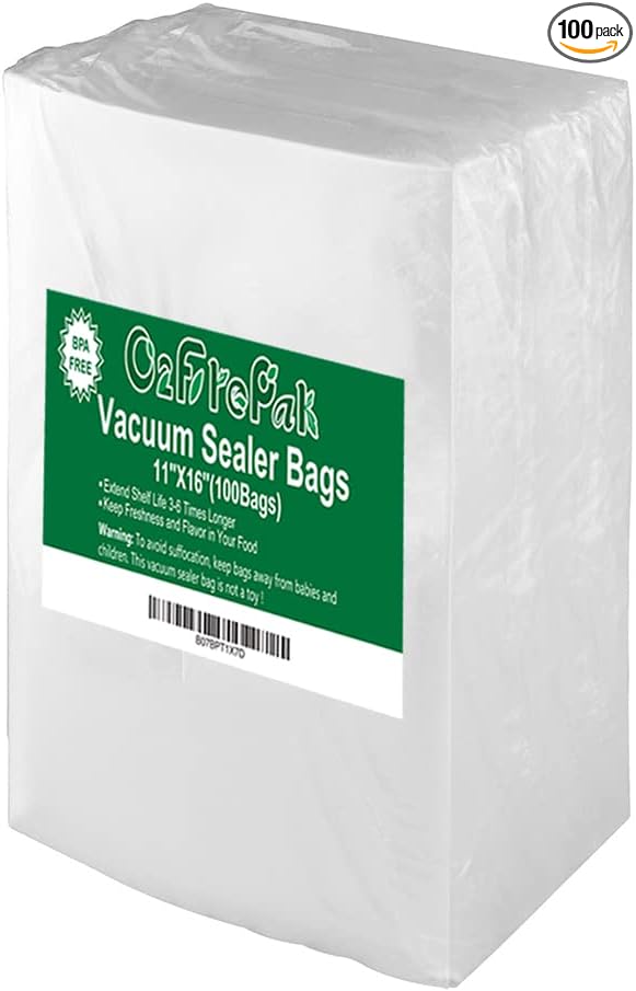 O2frepak 100 Gallon Size 11" x 16"Vacuum Sealer Bags with BPA Free and Puncture Prevention,Vacuum Seal Freezer Bags,Great for Sous Vide Vaccume Sealer PreCut Bags