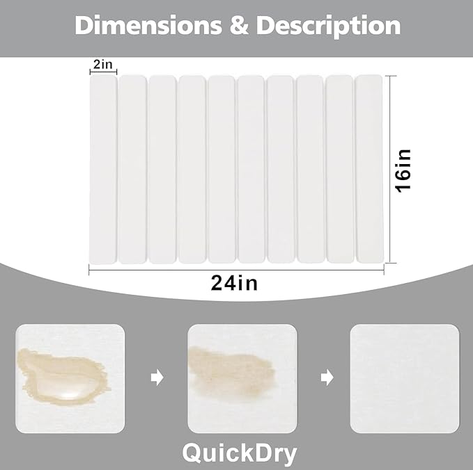 Stone Dish Drying Mats for Kitchen Counter,24×16 IN,Foldable Dish Drying Mat,Equipped Dish Rack，Strong Water Absorption，Diatomaceous Earth Material，Suitable for Plates,Cups and Any Kitchen Utensils