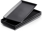 KOOV Ceramic Serving Tray, 14 Inches Large Serving Platter, Rectangular Serving Tray, Porcelain Serving Plates, Ceramic Serving Dishes for Dinner, Party, Sushi, Dessert, Food, Set of 4 (Matte Black)