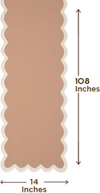 Folkulture Table Runners | Fall Table Runner 108 inches Long | Scallop Table Runner for Fall Decor or Boho Decor | Brown Table Runners for Dining Room | Thanksgiving Decorations for Home