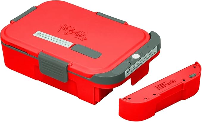 Hot Bento PLUS Self Heated Lunch Box and Food Warmer Removeable Battery Powered, Portable, Cordless, Hot Meals for Office, Travel, Jobsite, Picnics, Outdoor Recreation, Kitchen Meal Prep (Ruby)