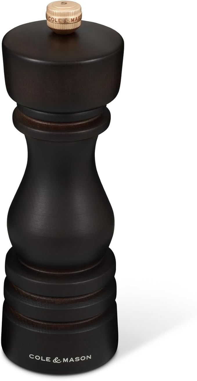 Cole & Mason London Refillable Spice Mill - Kitchen & Home Accessory - Table Salt Grinder - Salt Mill with Ceramic Mechanism - 7", Chocolate Wood