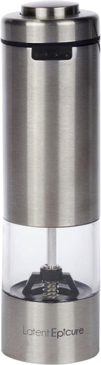 USB-C Electric Salt and Pepper Grinder (SINGLE) - Stainless Steel Salt, Pepper or Spice Mill with LED Light - One Handed Operation Adjustable Ceramic Grinders