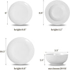 16-Piece Dinnerware Set for 4, White Porcelain Plates and Bowls, Chip Resistant Dishwasher Safe for Family Dining and Daily Use