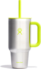 Hydro Flask 32 Oz Travel Tumbler with Handle, Lid and Straw - Insulated Stainless Steel in Stainless Steel Lime