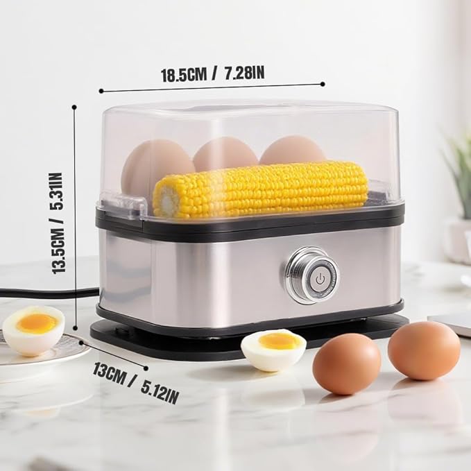 Egg Cooker,2025 New Rapid Egg Cooker 6 Egg Capacity, Soft, Medium, Hard Boiled, Poacher, Stainless Steel Electric Eggs Cooker,Or Hard-Boiled Eggs, Rapid Cook Time, Auto Shut-Off & Boil-Dry Protection
