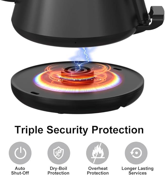 Gooseneck Electric Kettle 0.8L - Matte Black Tea Kettle with Auto Shut Off, Boil-Dry Protection & BPA-Free, Precision Electric Water Kettle for Pour Over Coffee