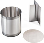 Cooler Kitchen Rotating Extra Large Stainless Steel Utensil Holder Caddy with Sturdy No-Tip Weighted Base, Removable Divider, and Gripped Insert Bottom -Dishwasher Safe Metal Cooking Utensil Holder…