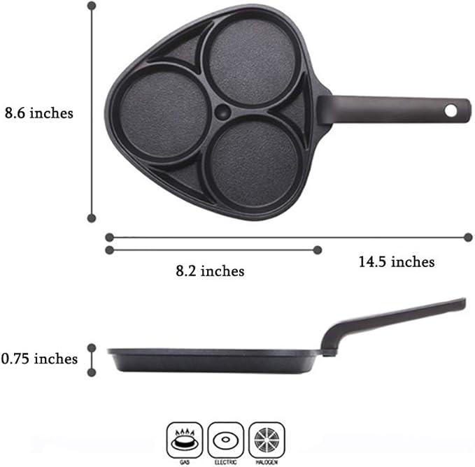 Kitchen Flower Cookin Clover 3 Divider Non Stick Egg Frying Pan (22cm x 21cm)