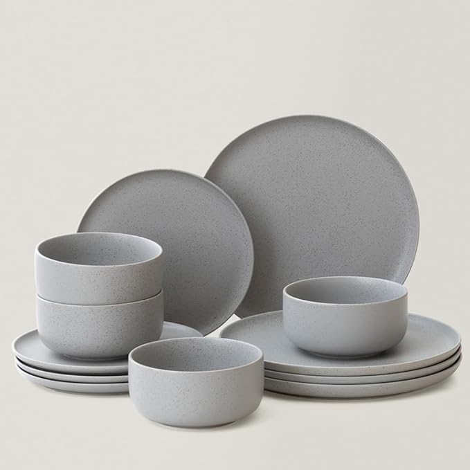 WENSHUO Dinner Plates Set of 6, Chip and Scratch Resistant (Sandstone Gray, 10.5 Inch)