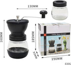Manual Coffee Grinder, Hand-cranked Coffee Machine with Glass Body, Black