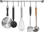 15.6 Inch Wall Mounted Pots and Pans Hanging Rack, 304 Stainless Steel, Rust Resistant, Space Saving, Easy Installation, 7 Sliding Hooks, 1 Pack