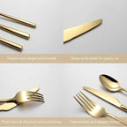 Gold Silverware Set, 20-Piece Flatware Cutlery Set Service for 4, Heavy Duty Titanium Coating Modern Design, 18/0 Stainless Steel Utensils, Dishwasher Safe