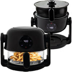 Aria Air Fryer, Non-Stick Ceramic Build, Dishwasher Safe Ceramic Non Toxic Large Sized Airfryer Basket, Touchscreen Display & Auto Shutoff, BPA & Teflon Free with Cookbook (4 Qt Flip Flop (2+2))