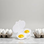 White Egg Poacher, Microwave Egg Boiler Poacher, 2 Cavity Nonstick Poached Egg Maker With Lid, Microwave Egg Cooker, Double Drain Poached Egg Cups Cookware, Egg Poachers（13 * 5cm）