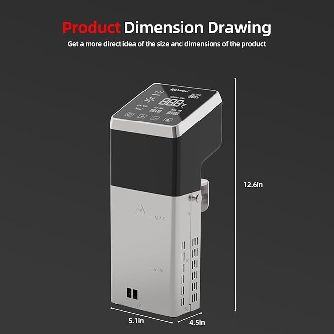 AnchorChef Immersion Circulator, Commercial Restaurant Sous Vide Machine，Large capacity sous vide, Fast-Heating，Sous vide cooker 1400W，With large Touchscreen Accurate Temperature Timer (120V)