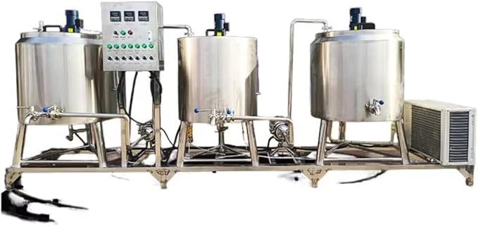 Commercial yogurt machine with pasteurization and cooling functions, suitable for dairy farms and food factories. 3-in-1 milk processing equipment with automatic cleaning function