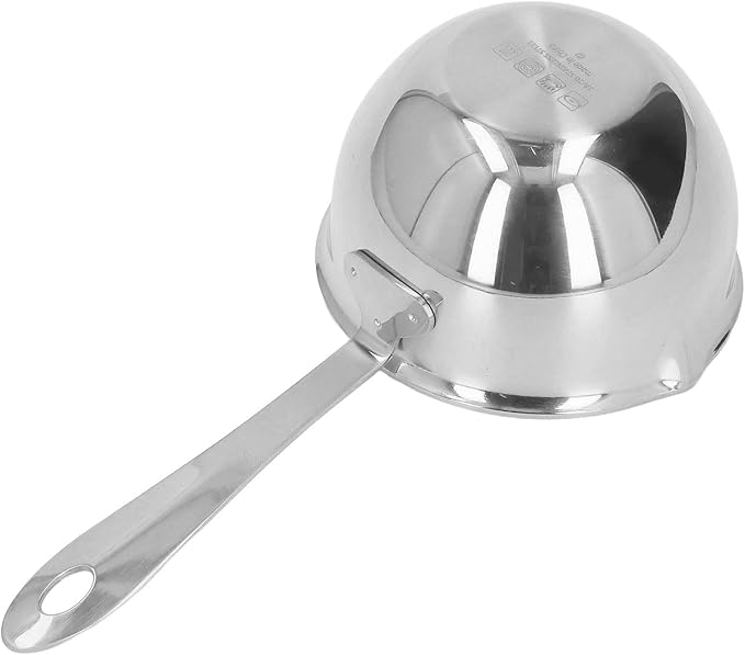 Mini Butter Warmer, 6.7oz/200ml Stainless Steel Mini Butter Warmer Coffee Milk Warmer Pot with Dual Pour Spouts Small Saucepan Chocolate Melting Pot (Silver)