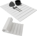 Hopegiver Stone Drying Mat for Kitchen Counter, 23.62"x15.35" Collapsible Quick Dry Dish Drying Mat, Super Absorbent Diatomaceous Earth Mat for Dishes Bottles Cups Bathroom, White with Sanding Block