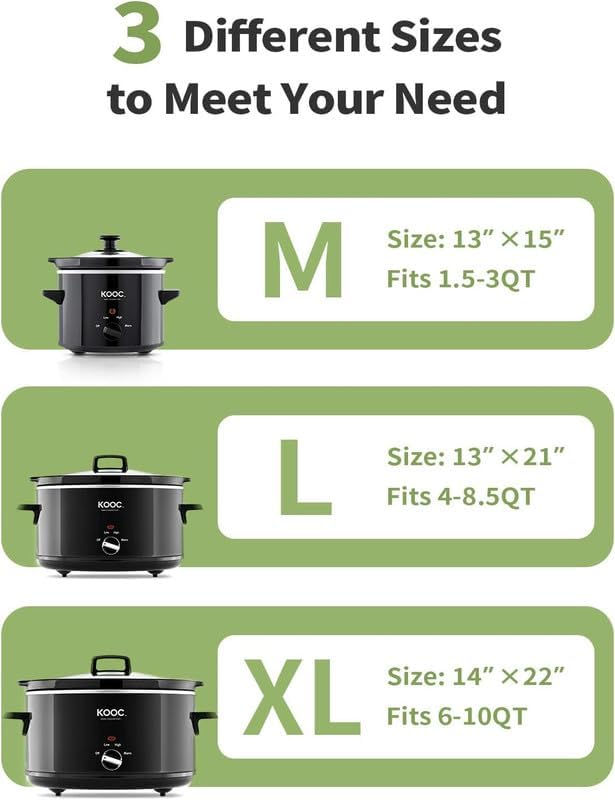 KOOC Slow Cooker Liners 13"x21" 20 Count Cooking Bags Pot Liners Disposable Bags Fit 3 qt to 8.5 qt Slow Cooker BPA Free, 2 Packs (20 Liners Total)