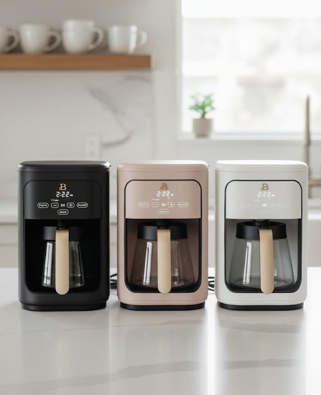 Beautiful 14Cup Programmable Coffee Maker, Touch-Activated Display, Auto Brew with 3 Flavor Options (Black Sesame)