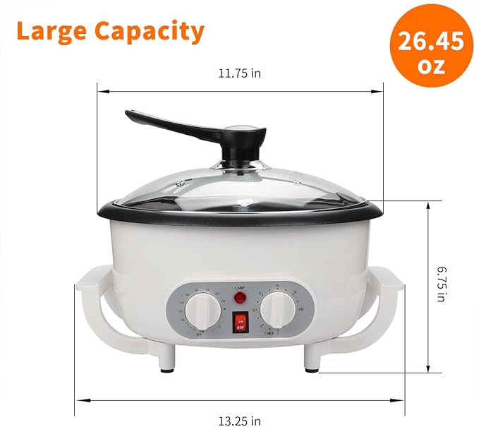 Upgrade Coffee Roaster Machine for Home Use, 110V Household Electric Coffee Bean Roaster with Timer 1200W Roasting Machine Peanut Bean Home Coffee Roaster