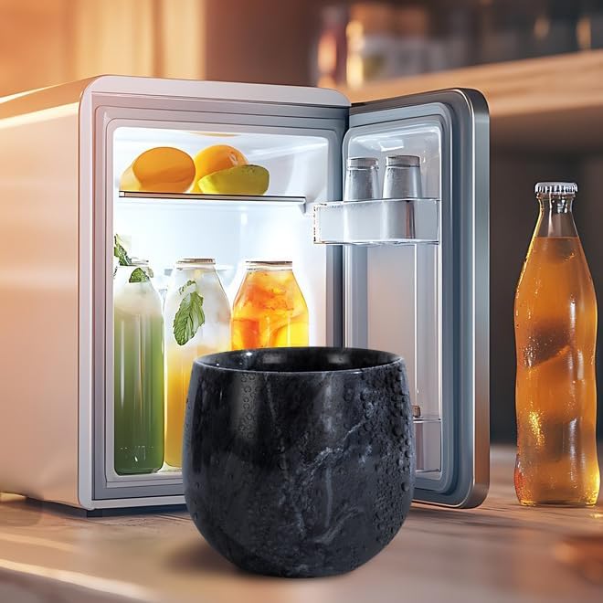 Marble Whiskey Glasses, Bourbon Gifts for Men, Old Fashioned Bourbon Drinking Glass Freezable, Christmas, Anniversary, Birthday Gifts(1 Black)