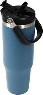 Insulated Stainless Steel Bottle 40oz with 2-in-1 Straw and Spout Lid Water Bottle Keep Cold 24H, Leak-Proof, Fits in Car Cup Holder, Travel, and School（Blue）