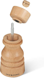 Cole & Mason London Refillable Spice Mill - Kitchen & Home Accessory - Table Salt Grinder - Salt Mill with Ceramic Mechanism - 5", Natural Beech