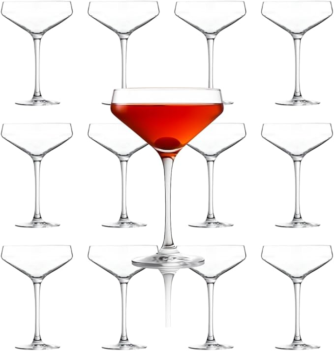LEMONSODA Nick And Nora Classic Martini Glasses Manhattan, Cosmopolitan, Espresso Martini, Lemon Drop, Dirty Martini - Inspired by 1930's-50's Cocktail Culture - 6oz/10oz (Set of 12, 6oz) (2273)