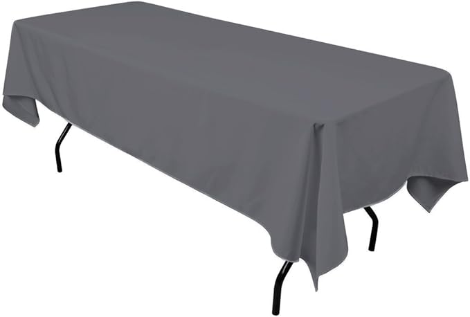 Gee Di Moda Rectangle Tablecloth - 60 x 126 Inch Charcoal Table Cloth for 8 Foot Rectangle Table - Heavy Duty Washable Fabric - for 8 Ft Buffet Table, Holiday Party, Dinner, Wedding & Baby Shower