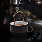 homEdge Premium Espresso Shot Cups and Saucers Set with Espresso Stainless Steel Spoons - 2.5 oz, Set of 4, Black