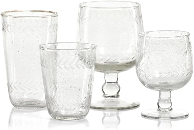 Zodax Tuscan Handmade Etched Glass - Sets of 4 (DOF)