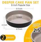 9.5 Inch Round Cake Pan Set of 2,Cast Aluminum Bakeware Ceramic Nonstick Oven and Dishwasher Safe(Black)