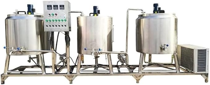 Commercial yogurt machine with pasteurization and cooling functions, suitable for dairy farms and food factories. 3-in-1 milk processing equipment with automatic cleaning function