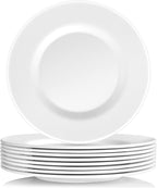 Plates 10inch Melamine Dinner Plates Round White Durable Dishes Set of 8 for Salad Dessert Dinner