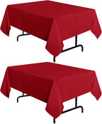 sancua 2 Pack Red Tablecloth 54 x 54 Inch, Stain and Wrinkle Resistant Square Table Cloth - Washable Polyester Table Cover for Dining Tables, Buffet Parties and Camping