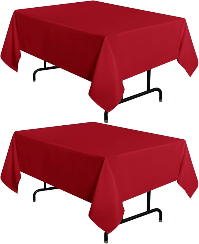 sancua 2 Pack Red Tablecloth 54 x 54 Inch, Stain and Wrinkle Resistant Square Table Cloth - Washable Polyester Table Cover for Dining Tables, Buffet Parties and Camping